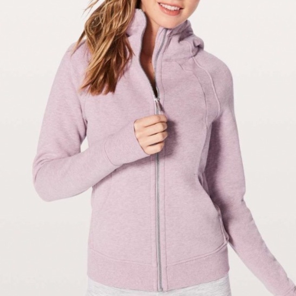 Lululemon Scuba Full Zip Hoodie Women Sz 6 Pink Heathered Mauve Athletic Jacket - Picture 2 of 12